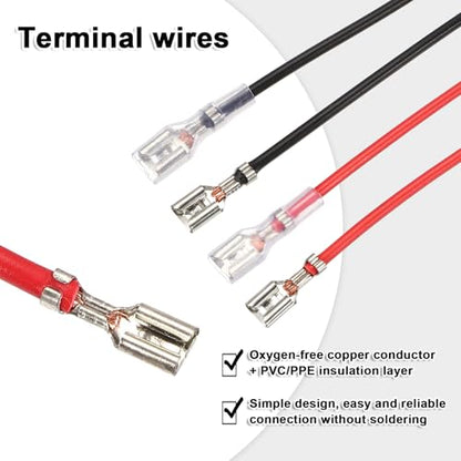 MECCANIXITY 10pcs Double Head Female Spade Crimp Terminal 4.8mm 20cm Wires - size: 4.8mm, 20cm L