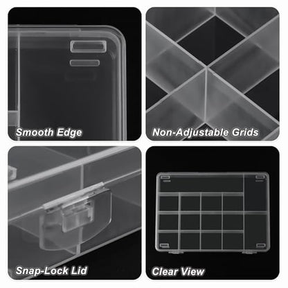 SUTOKAKA 15 Grids Plastic Organizer Storage Box for Jewelry - size: 15
