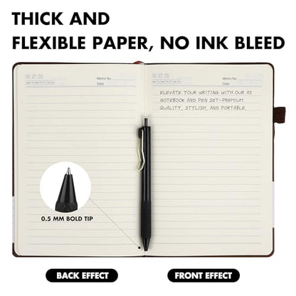 Aodaer 30 Set Lined Notebook Journals with Pens A5 Notebooks 100 GSM College Ruled Hardcover Notebook PU Leather Notepad with Pen Holder for Office School, 5.7 x 8.3 Inches, Dark Brown - color: Dark Brown