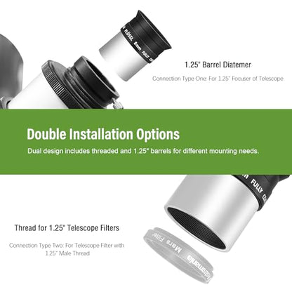 Astromania Telescope Eyepiece 1.25 Inch Plossl Eyepiece Telescope Lense 8mm - size: 1.25" - 8mm