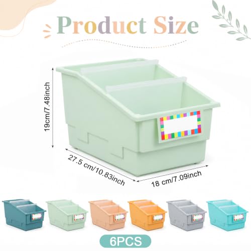 6 Pack Picture Book Bins with Dividers for Classroom, Boho - color: Boho