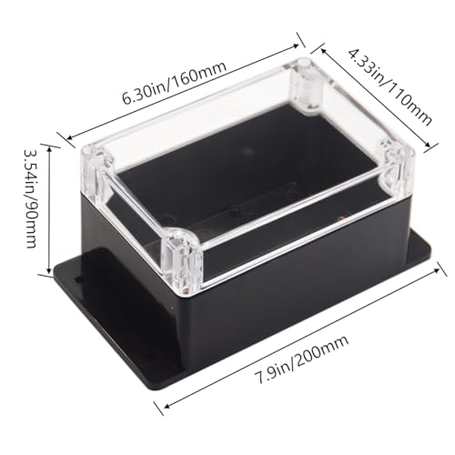 Junction Box IP65 Waterproof ABS Plastic Electrical Project Case Power Junction Boxes, Clear Cover Project Box with Fixed Ear 6.3x4.33x3.54 inch (160 x 110 x90 mm) - color: Clear, size: 6.30"x4.33"x3.54"