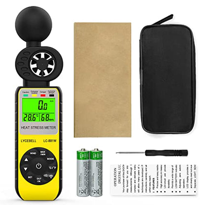 Anemometer WBGT Heat Stress Meter, Digital Handheld Wind Meter Outdoor 881W