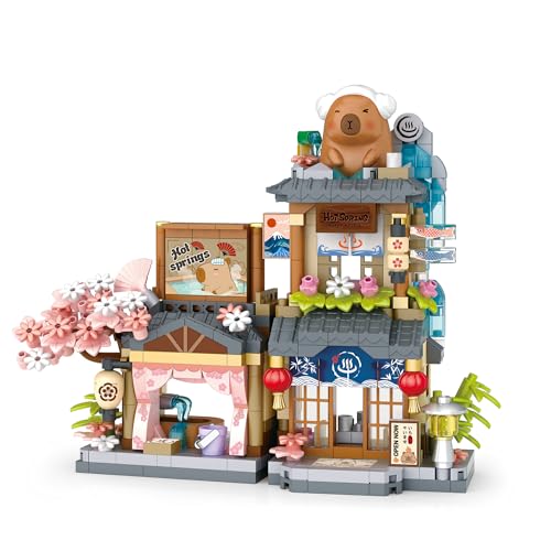 Capybara Hot Spring Retreat Mini Micro Building Blocks Toy Set - color: Capybara Hot Spring Retreat