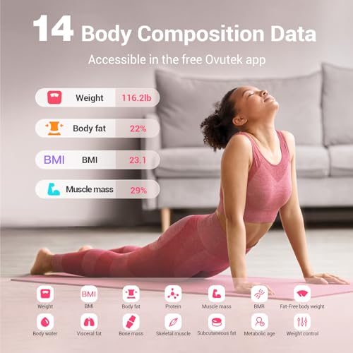 Ovutek Smart Scale for Body Weight Digital Bathroom Scale with BMI Body Fat - color: Pink