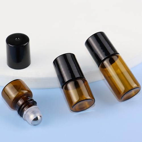 20 Pack Set 2ML(5/8 Dram) Mini Sample Roll Glass Bottles for Essential Oils Roller Refillable Perfume Roll Bottle (2ML Multi) - color: 2ML Multi