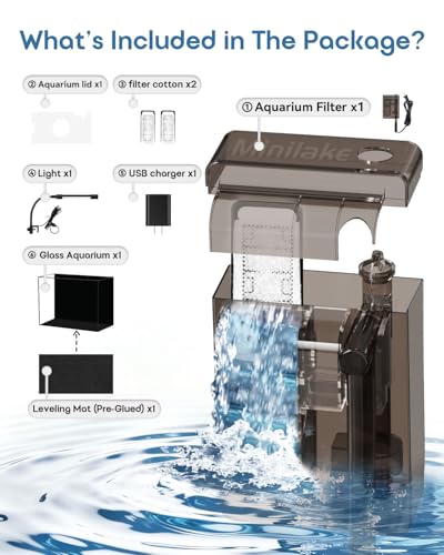 2.5 Gallon Nano Aquarium Starter Kit, Rimless Glass Fish Tank Kit - color: Black, size: 2.5 Gallon