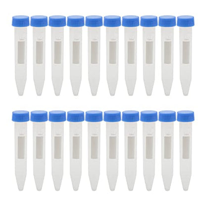 Kesell 10ml Centrifuge Tube Conical Bottom Blue Screw Cap with Clear Graduation and Writing Area, Pack of 20