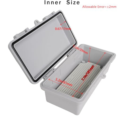 Junction Box, Hinged Grey Cover IP67 Waterproof ABS Project Box with Mounting Plate Electrical Box Enclosure with Wall Bracket 7.9 x 3.9 x 2.8inch(200x100x70mm) - color: Grey, size: 7.9"x3.9"x2.8"