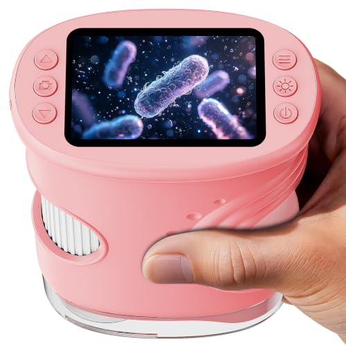 SEEKID Microscope for Kids 200-1000X, STEM Toy Science Kit for Kid(Pink) - color: Pink