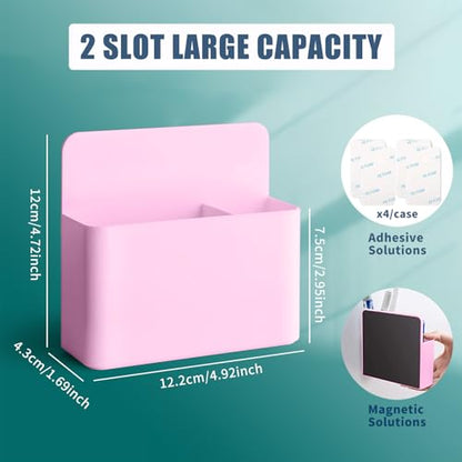 noonebutyou 2 Pcs Magnetic Marker Holder Dry Erase Marker Holder Wall Mount Self Adhesive Pen Holder Magnetic Marker Cup Holders for Whiteboard, Fridge, Home Office School (Pink) - color: Pink