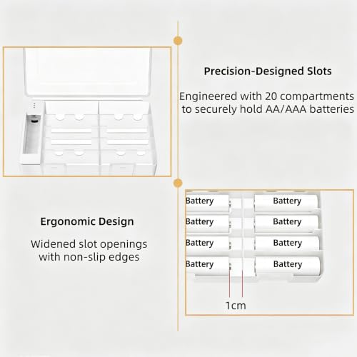 20 AA AAA Battery Storage Organizer Box Container with Tester