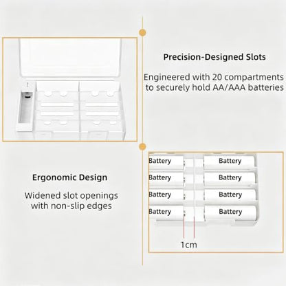 20 AA AAA Battery Storage Organizer Box Container with Tester