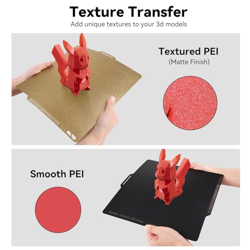 Bamboo Original Dual-Sided Textured/Smooth PEI Build Plate for Bambu Lab X1C/X1/X1E/ P1P/P1S/A1 3D Printer, Double Sided PEI Spring Sheel Print Bed Removable Surface Platform 257x257mm - style: Dual-Sided Textured/Smooth PEI