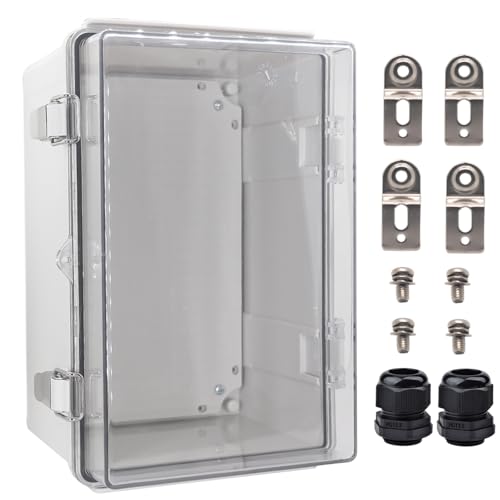 Outdoor Waterproof Electrical Box Junction Box Weatherproof IP67 ABS Plastic Enclosure Switch Router Project Box Electronics Enclosure with Mounting Plate Wall Bracket Clear 11.8"x7.9"x6.7" - color: Clear, size: 11.8" x 7.9" x 6.7"