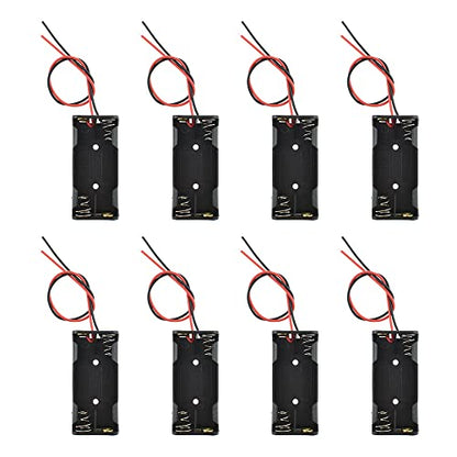 HAHIYO 3V AAA Battery Holder Bundle Series with Wire Sturdy Clapm Flexible Springs Contact Build-in Harnesses Batteries Black Case Easy Install 8 Pieces for Wall Clocks Ham Radio Kids Toys - style: Without cover-2AAA-8P