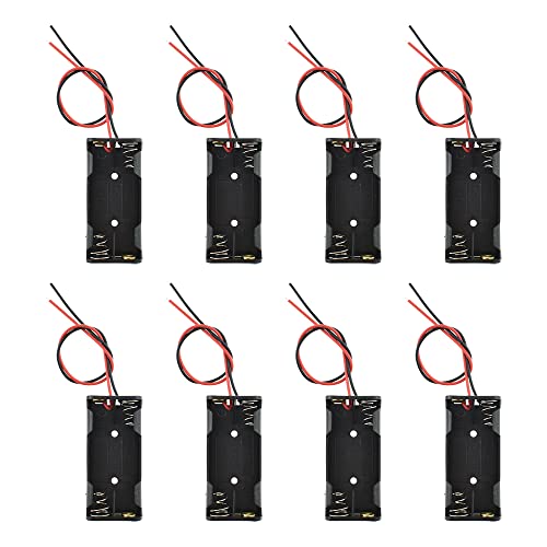 HAHIYO 3V AAA Battery Holder Bundle Series with Wire Sturdy Clapm Flexible Springs Contact Build-in Harnesses Batteries Black Case Easy Install 8 Pieces for Wall Clocks Ham Radio Kids Toys - style: Without cover-2AAA-8P
