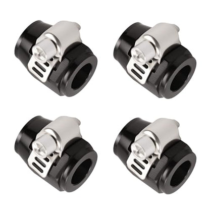 Aluminum Hose End Finisher Clamp, Universal Fit, Red Chrome Finish, 4pcs Set for Stainless Steel and Rubber Hoses, Model (Black, 6AN) - color: Black, size: 6AN