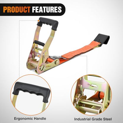 Nilight Flat Hook Ratchet Straps 10 Pack 2 in x 30 Ft Orange - color: 10Pcs 2in x 30ft Flat Hook Straps