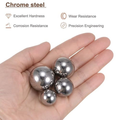 uxcell 4pcs G10 Precision Balls Assortment Kit 5/8" 3/4" 7/8" 1" Chrome Steel Solid Bearing Balls