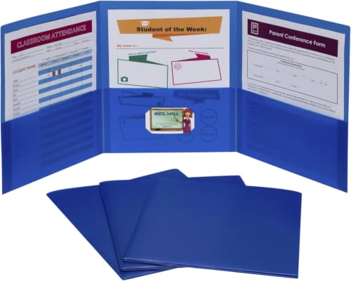 C-Line 3-Pocket Tri-Fold Poly Portfolios, Blue, Box (33945-24), 24 Count (Pack of 6) - color: Azul, size: 24 Count (Pack of 6)