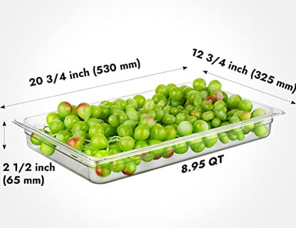 CURTA 6-Pack Full Size 2.5" Deep NSF Polycarbonate Food Pans | Dishwasher & Freezer Safe Clear Container for Prep Tables, Buffet, Salad Bar, Commercial & Home Kitchen - color: Full Size, size: 2-1/2" Deep