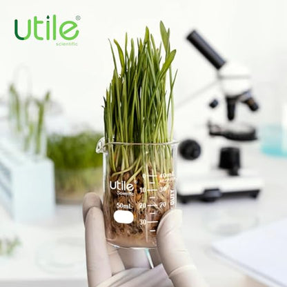 Utile Beaker Set, Low Form Glass Beakers, 3 Sizes of Vol.50ml 100ml 250ml, 3.3 Borosilicate Glass with Double Scale Printed Graduation, 4099.0004.1 - style: 50/100/250ml