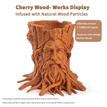 ZIRO 1.75mm PLA Filament, Contain Real Wood Powders, 2.2lbs Cherry Wood - color: Cherry Wood