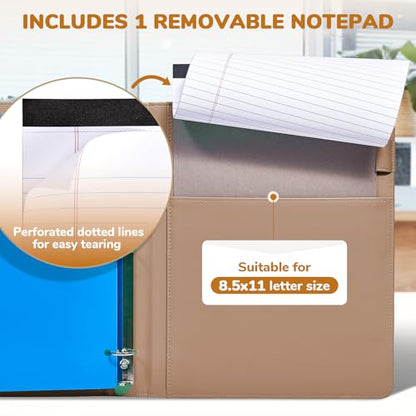 JoyCat 3 Ring Binder Clipboard with Storage, 5 Folders, Khaki - color: Khaki