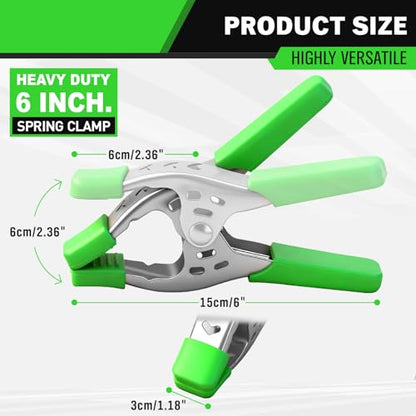 SWANLAKE 16-Piece 6 inch Spring Clamp, Heavy Duty Metal Spring Clamps, Backdrop Clips, 2.4 inch Jaw Opening - size: 6inch 16-Piece