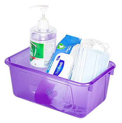 Storex Small Cubby Bin, 12.2 x 7.8 x 5.1 Inches, 5-Pack, Candy Violet (62478U05C) - color: Tint Violet, style: Bin Only
