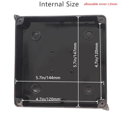 Outdoor Waterproof Box,Junction Box Reserved Holes IP65 ABS Plastic Electrical Boxes Power Cord Enclosure Project Box Black Outer Size 5.9 x 5.9 x 2.8 inch(150x150x70mm) - size: 5.9" x 5.9" x 2.8"