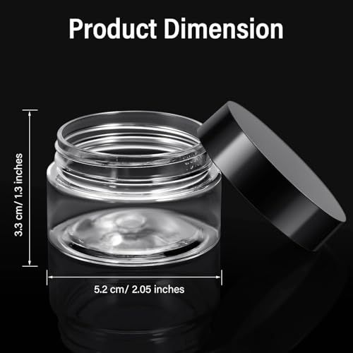 SATINIOR 24 Pieces Clear Plastic Jars with Lids, Black Lid, 1 oz - color: Black Lid, size: 1 oz