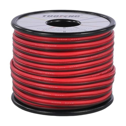 TUOFENG 18 AWG Silicone Wire, 66 ft Red Black 2-Conductor Tinned Copper - size: 18 AWG 2 Parallel Wire 66ft