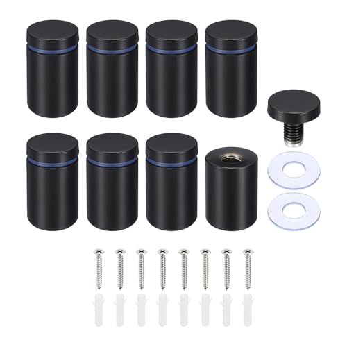 PATIKIL 1 x 1.6 Inch Sign Standoff Screws, 8 Set Stainless Steel Wall Standoff Mounting Hardware Advertising Glass Nail for Hanging Acrylic Picture Frame Acrylic Panel, Black - color: Black, size: 1 x 1.6 Inch