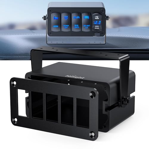 Nilight 5 Gang Rocker Switch Box Detachable Housing 5 Holes Aluminum Panel - color: Black-Switch Box Only, size: 5 Gang