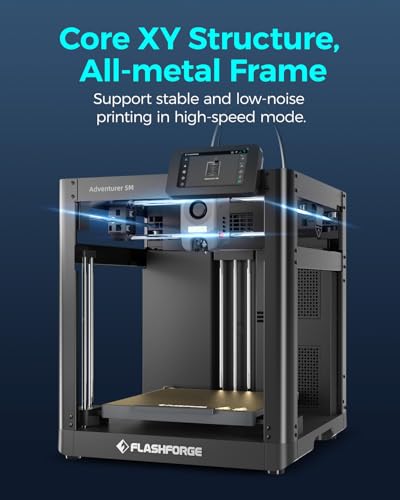 FLASHFORGE Adventurer 5M 3D Printer High Speed Max 600mm/s with Auto Leveling, 3-Second Nozzle Change, 220×220×220mm Printing, 280°C Direct Drive for Kids/Beginners/Home - color: AD5M