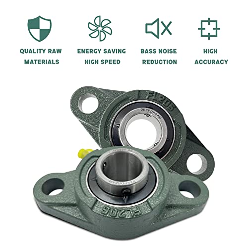 6 Pack UCFL206-20 Pillow Block Bearing – Flange 2 Bolt Mounted Pillow Block Bearings – Bearing Steel Bearings with 1-1/4" Bore - Self-aligning Bearings with Solid Cast Iron Base - size: UCFL206-20-6PCS