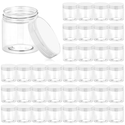 Eternal Moment 36 Pack 4 OZ Plastic Jars Clear Cosmetic Container with Lids - color: Clear Lid, size: 4 Ounce