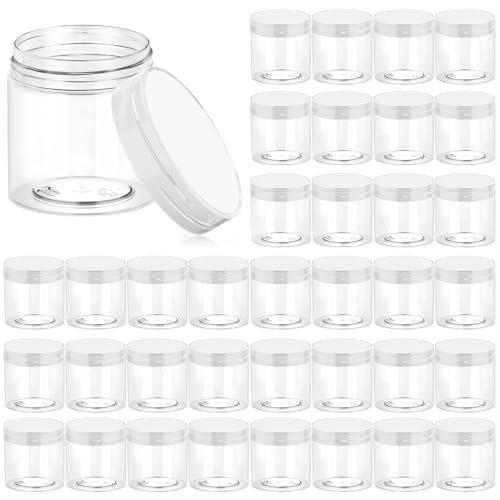 Eternal Moment 36 Pack 4 OZ Plastic Jars Clear Cosmetic Container with Lids - color: Clear Lid, size: 4 Ounce