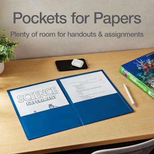 Oxford 2 Pocket Folders, 50 Pack, Blue, School & Classroom Value Pack - color: Blue