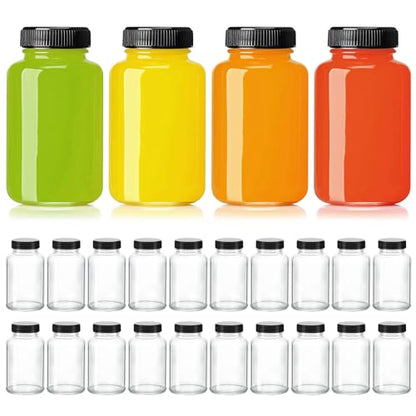 KEYWING 24 Pack Small Shot Bottles, 4oz Glass Jars with Lids for Juice - size: 4 OZ