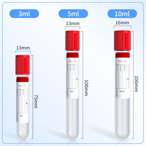 100 Pcs 3ml Plain Plastic Tubes with Red Caps for Lab Use - color: Red-3ml-100