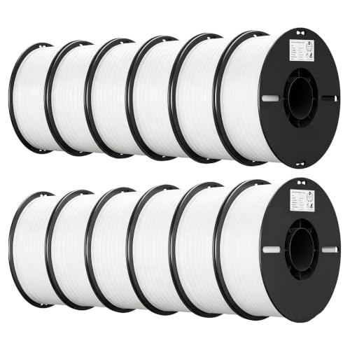 Creality PLA 3D Printer Filament 1.75mm 12KG, White, Toal 12-Pack - color: White*12 Pla, size: 12kg