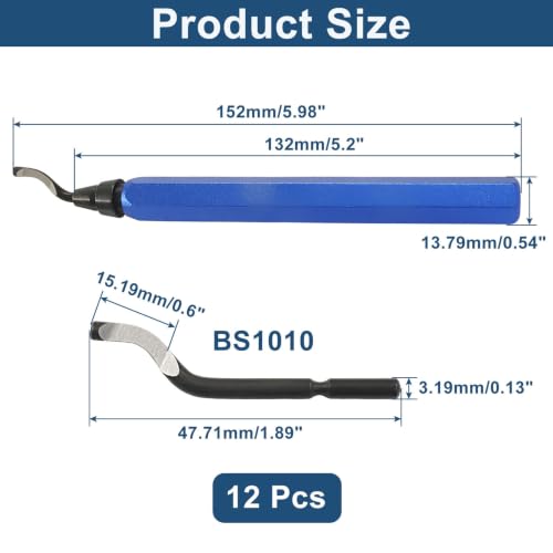 Deburring Tool with 12-Pcs BS1010 HSS Swivel Blades, Blue Handle - color: Blue