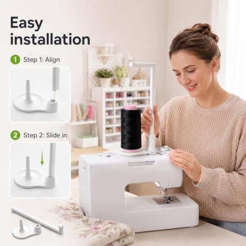 Large Capacity Thread Spool Stand, Thread Stand Spool Holder (White)