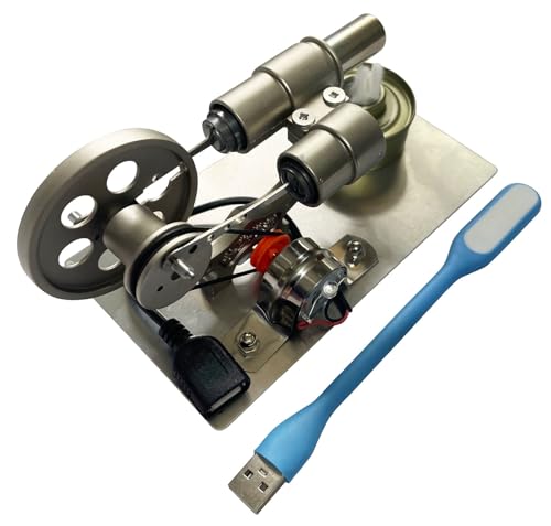 Hot Air Stirling Engine Motor Model,Stirling Engine Kit, Single-Cylinder Metal Stirling Engine External Combustion Engine Motor,DIY Hot Air Engine Gift of Air for Adults Desktop EducationalToy (Grey) - color: Grey