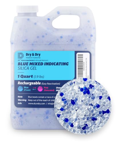 Dry & Dry [1.9 LBS] Blue & White Mixed Silica Gel Beads(Industry Standard 3-5 mm) - Rechargeable Silica Beads, Silica Gel, Moisture Absorbers for 3D Printer Filament - color: Blue Mixed, size: 1.9 lbs