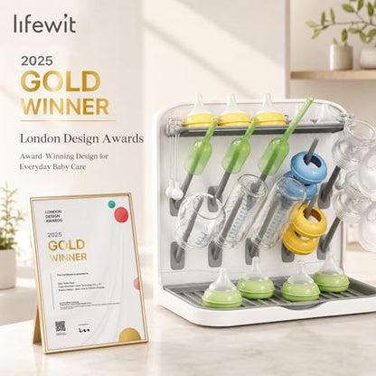 Lifewit 10-Hooks Baby Bottle Drying Rack for Countertop, BPA Free - size: Medium-10 Hooks