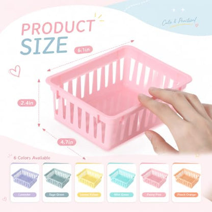 Tenceur 24 Pcs Small Pastel Baskets for Classroom, 6.1 x 4.7 x 2.4 Inch